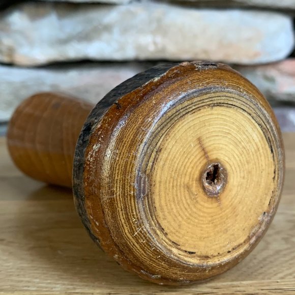 VTG Hand-turned Rustic Wood Bud Vase Bark Rose Cabin Decor - Picture 6 of 8